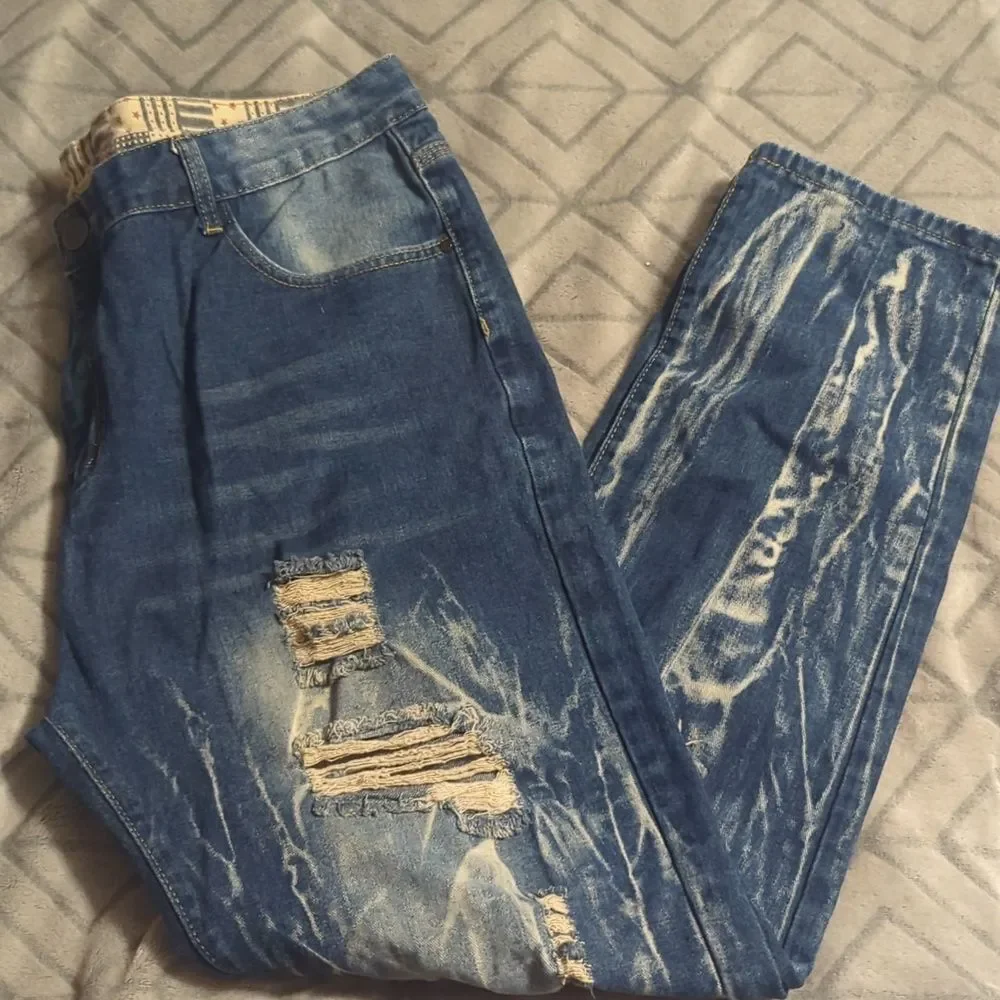 super baggy unisex destroyed jeans‎